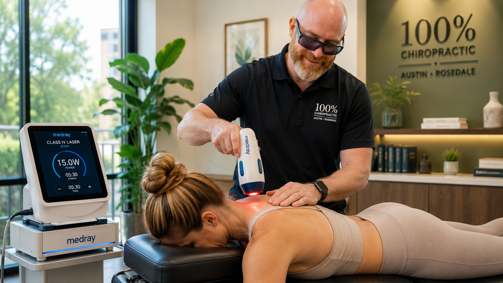 Dr. Kellerman applying Class IV laser therapy.