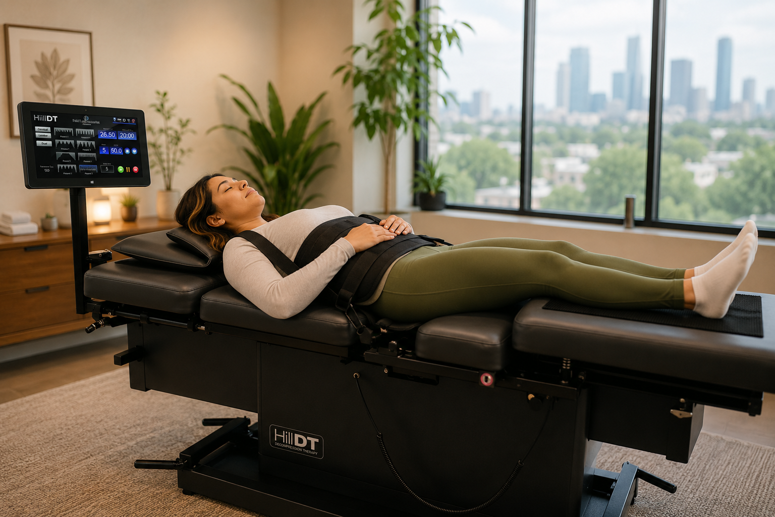 Patient receiving decompression therapy.