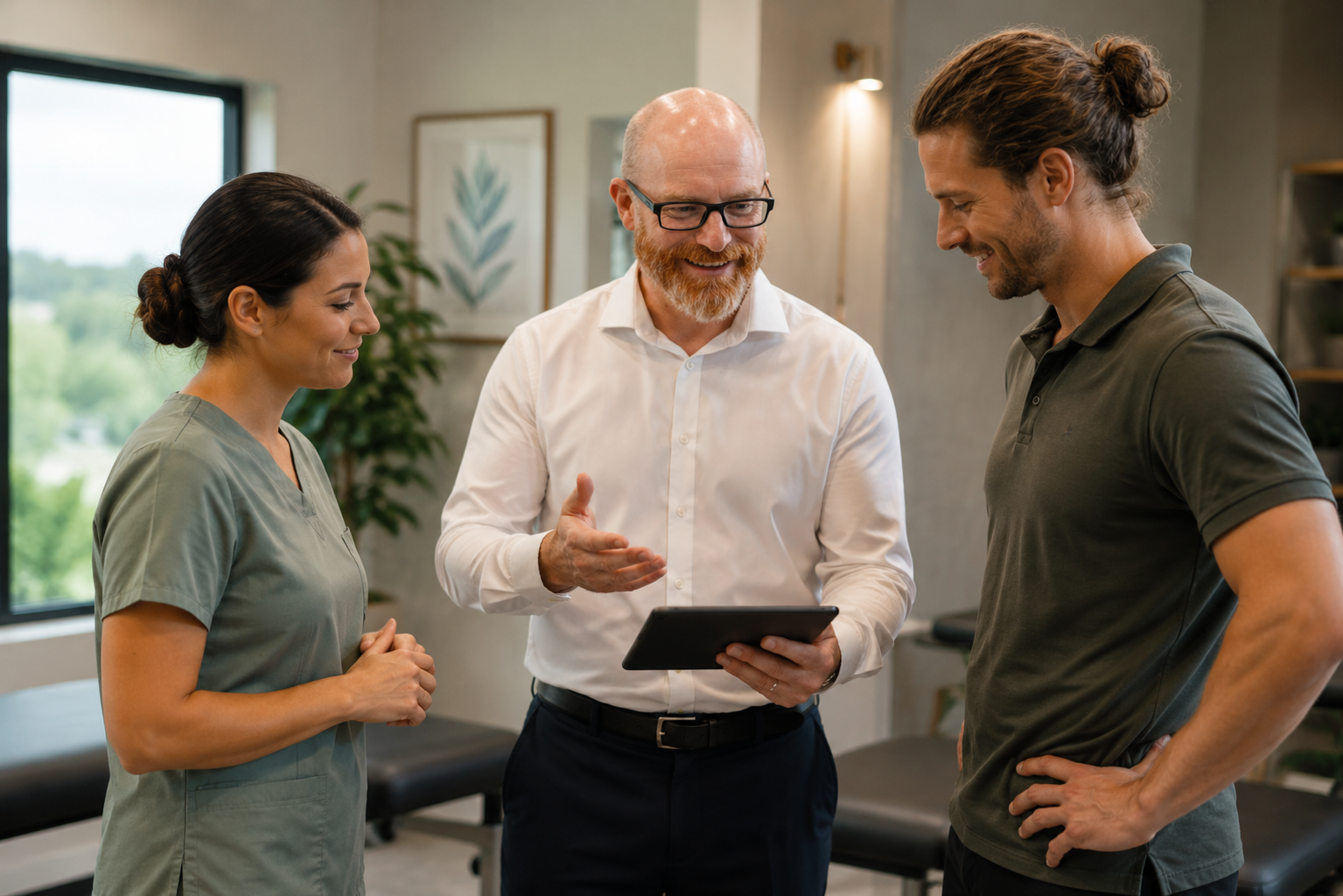 Corrective care consultation at 100% Chiropractic Austin Rosedale.