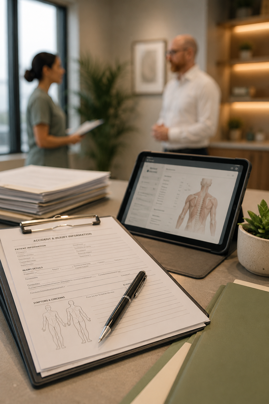 Accident and injury documentation at a clinic.