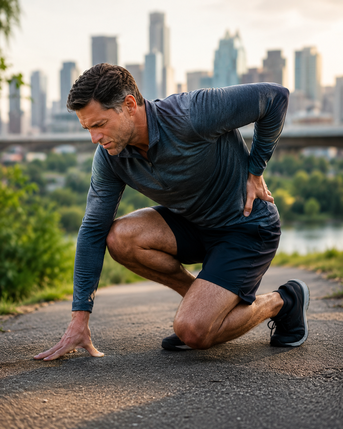 Austin runner stopped by a sudden low back pain flare-up.