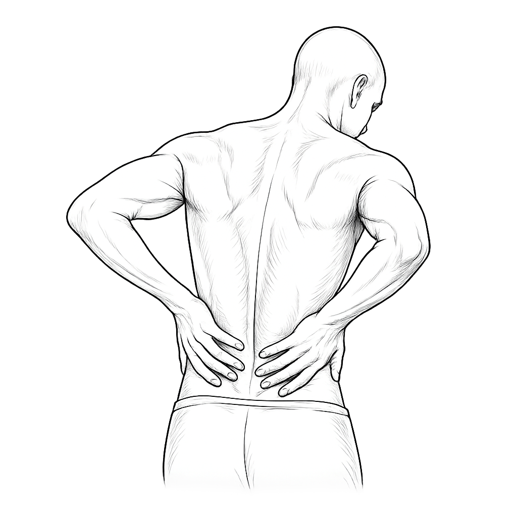 Educational illustration of recurring low back pain patterns.